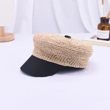 Козырек Hat европейский и американский Лафит темно-Шапки Для женщин Летняя мода ретро Цвет соответствующие утка язык береты H066