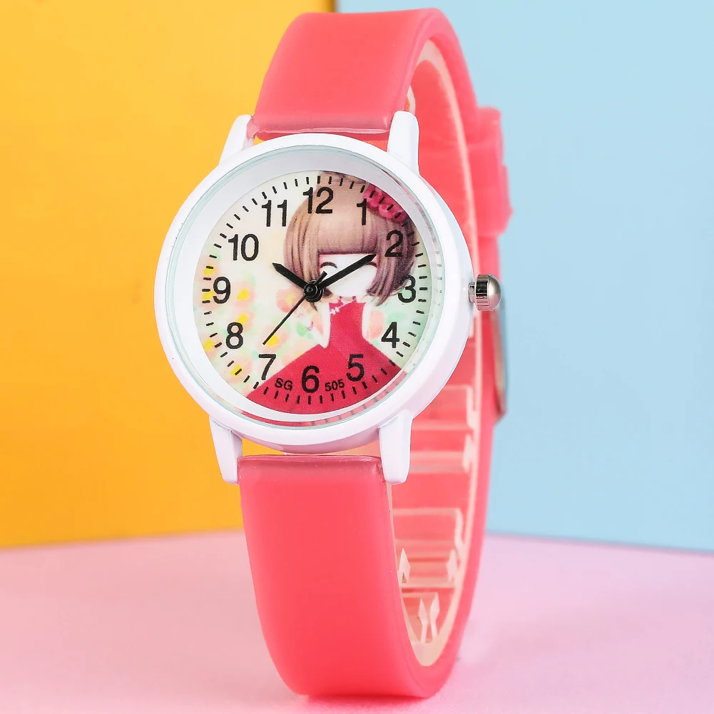 

Cute Candy Color Quartz Watch for Child Exquisite Lovely Little Girl Pattern Dial Watch Classic Silicone Strap Quartz Wristwatch