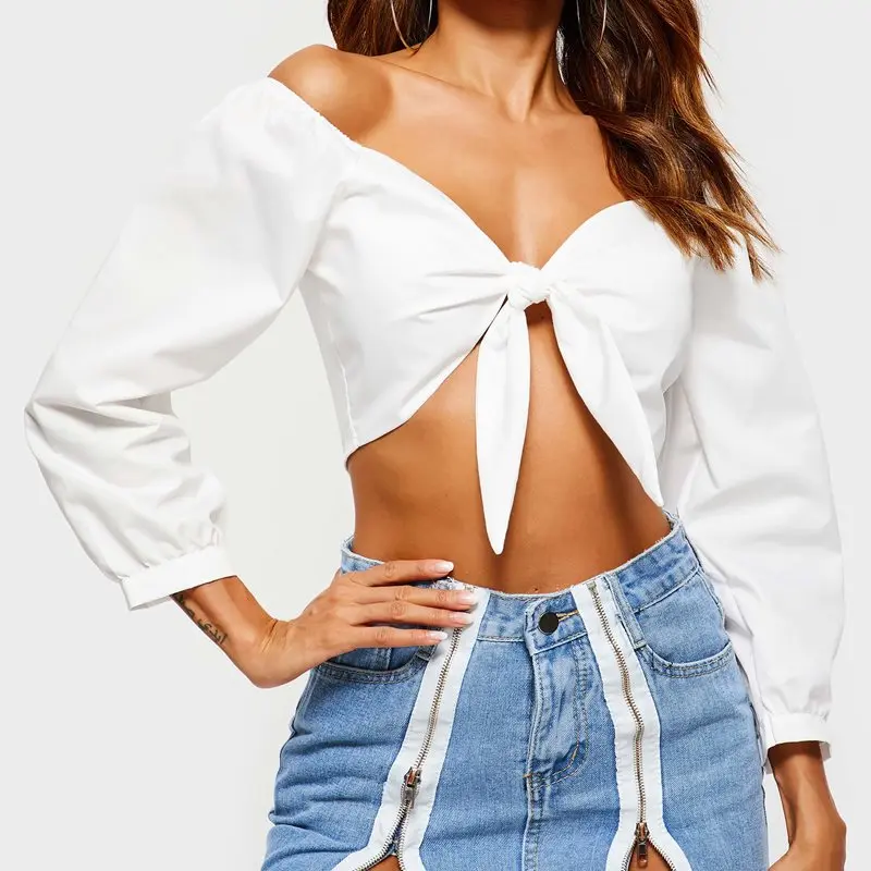 

Short Blouses Sexy Club Travel White Slim Plain Holiday Elegant Hip Hop Female Simple Casual Shirts 2019 New Spring GRNSHTS