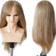 2" Коричневый женский человеческих волос Обучение Практика Манекен глава с плеча Парикмахерские Манекен голова