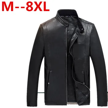 

Plus size 10XL 8XL 6XL 5XL Causal Leather Jackets Male Long Sleeve Winter Thick Pocket Mens PU Bomber Outerwear Hot Sale Zipper