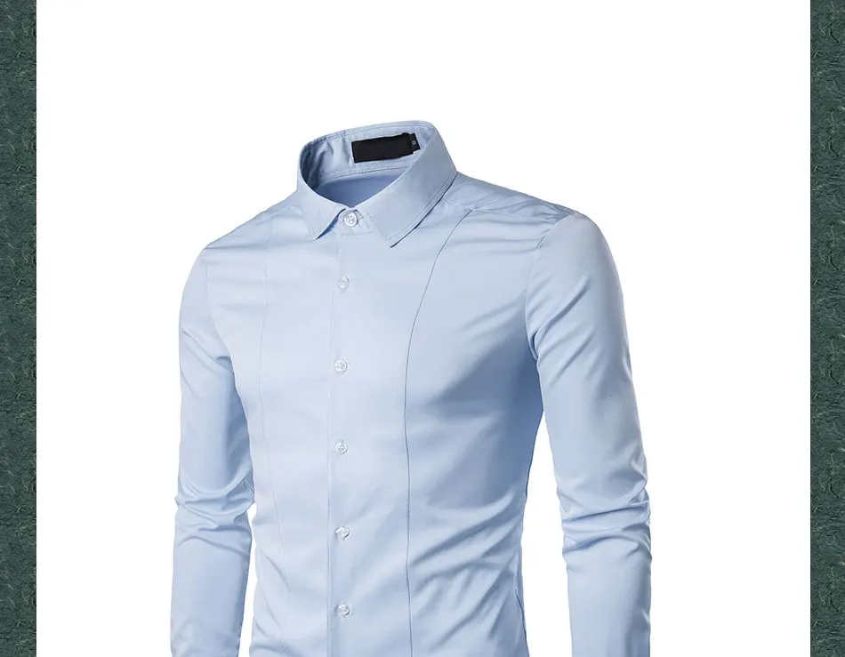 Мода 2019 весна осень чистый цвет camisa social masculina молодой мужской деловой длинный рукав рубашка тонкая Досуг белая рубашка