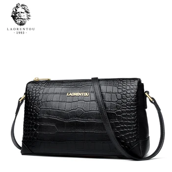 

Laorentou Brand Women Fashion Genuine Leather Shoulder Bags Lady Alligator Zipper Cowhide Crossbody Bags