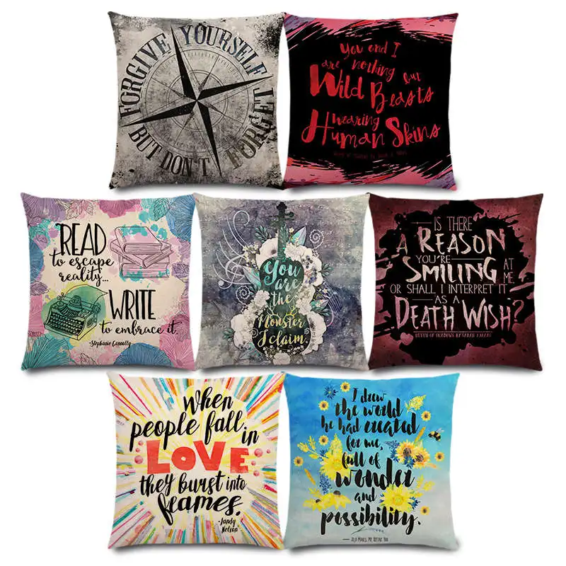 

New Magic Sword Fairy Tale Castle Gorgeous Pattern Stars Beautiful Words Decorative Letters Story Cushion Cover Pillow Case