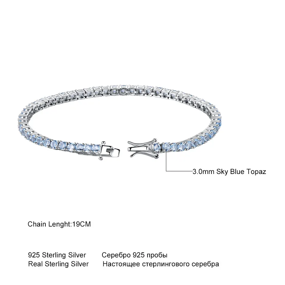 UMCHO подлинное 925 пробы Серебряное ювелирное изделие создан голубой топаз драгоценный камень браслет для женщин камень по месяцу рождения Свадебная вечеринка ювелирные изделия