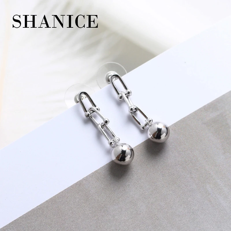 

SHANICE Fashion925 Sterling Silver U-shaped hand-chain tassel With Ball Stud Earrings For Women Jewelry Free Shipping Brincos