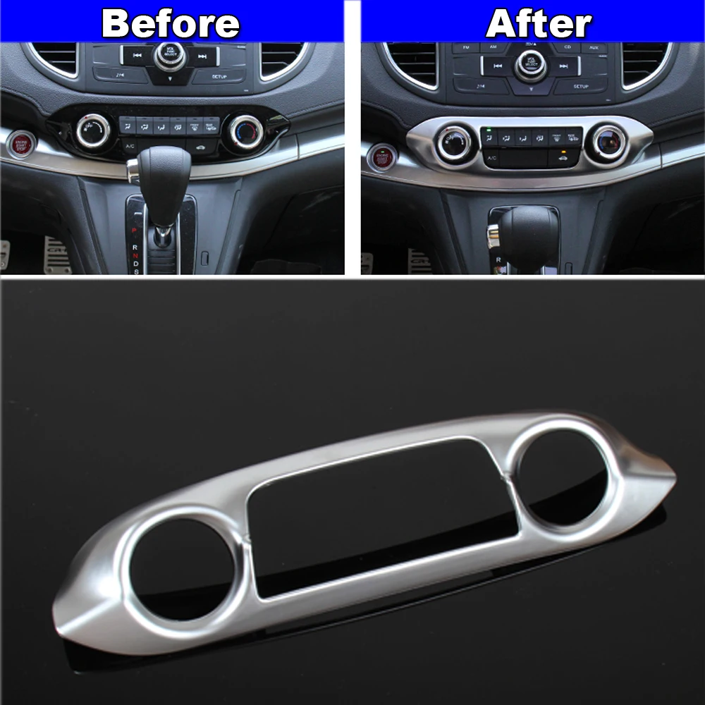 For 2015 2016 Honda CRV CR-V Matte Chrome Center Control Air Conditioning Switch Panel Cover Trim Car Styling (2)