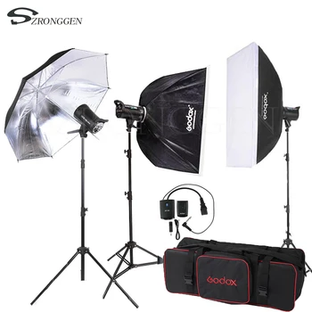 

Godox DE300 110V/220V900W / 3x 300W 300WS Studio Flash Light Strobe Lighting Kit +Softbox + Light Stand+ Bag+Reflector Umbrella
