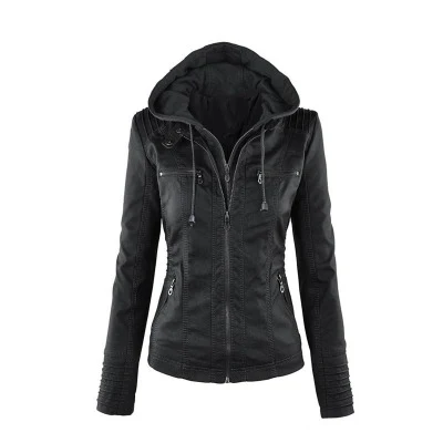 Black XS-7XL новые зимние женские кожаные пальто больших размеров повседневная кожаная куртка большого размера с молнией женская верхняя одежда из искусственной кожи J733 - Цвет: Black