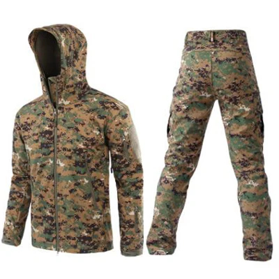 TAD Gear, тактическая флисовая камуфляжная куртка, набор, Мужская армейская ветровка, водонепроницаемая, для охоты, комплект одежды, военная куртка и штаны - Цвет: Jungle digital