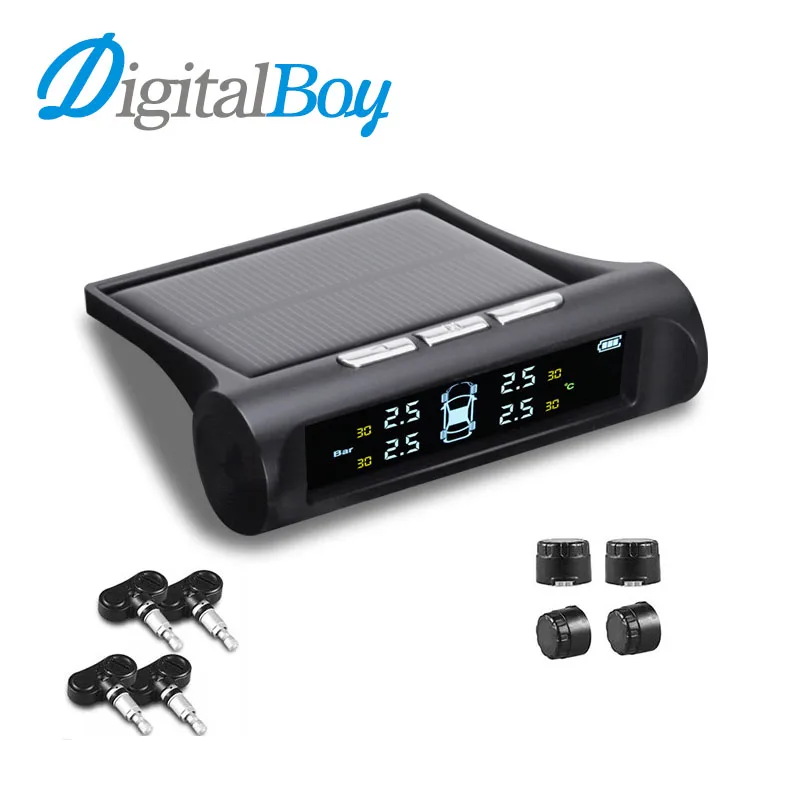 

Digitalboy Auto Car TPMS Wireless Solar Tire Pressure Monitoring System Car Tyre Pressure Real Time Alarm System with Sensors