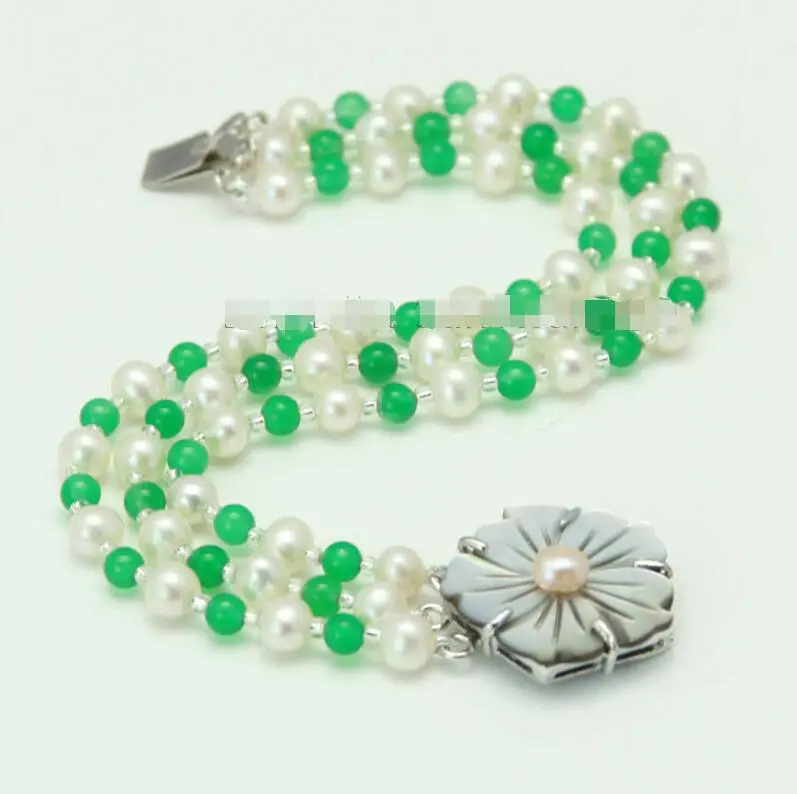 

Free shipping hot sale Women Bridal Wedding Jewelry >>2016 NEW free ship 3 row AA 4-5mm white freshwater pearl bracelet