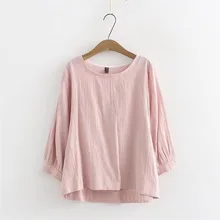 Плюс размеры для женщин Новинка 3/4 года повседневное рукав белый розовый рубашка женская одежда рубашки для мальчиков высокое Кач