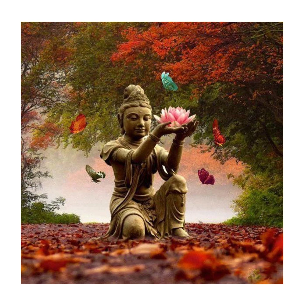 

DIY 5D Diamond Painting Buddha Zen Full Square Diamond Mosaic Religion Cross Stitch Pictures Of Rhinestone Home Decoration Gift