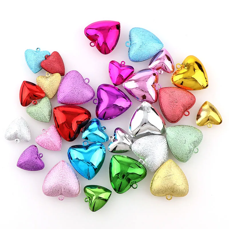 

10PCS Colorful Metal Heart Jingle Bells Loose Beads Festival Party Decoration/Christmas Tree Decorations/DIY Crafts Accessories