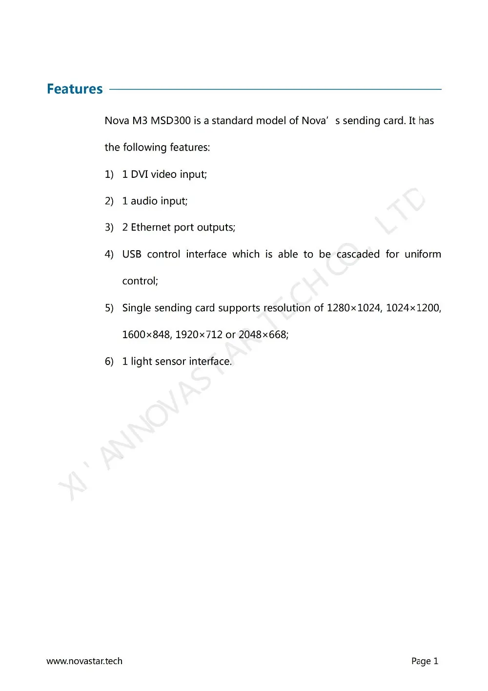 Sending Card MSD300 Specifications_01