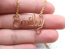 PINJEAS Custom Name Pendant Necklace Personalized Words wire wrap Monogram Choker Necklace Kids Girls Bridesmaid Gift