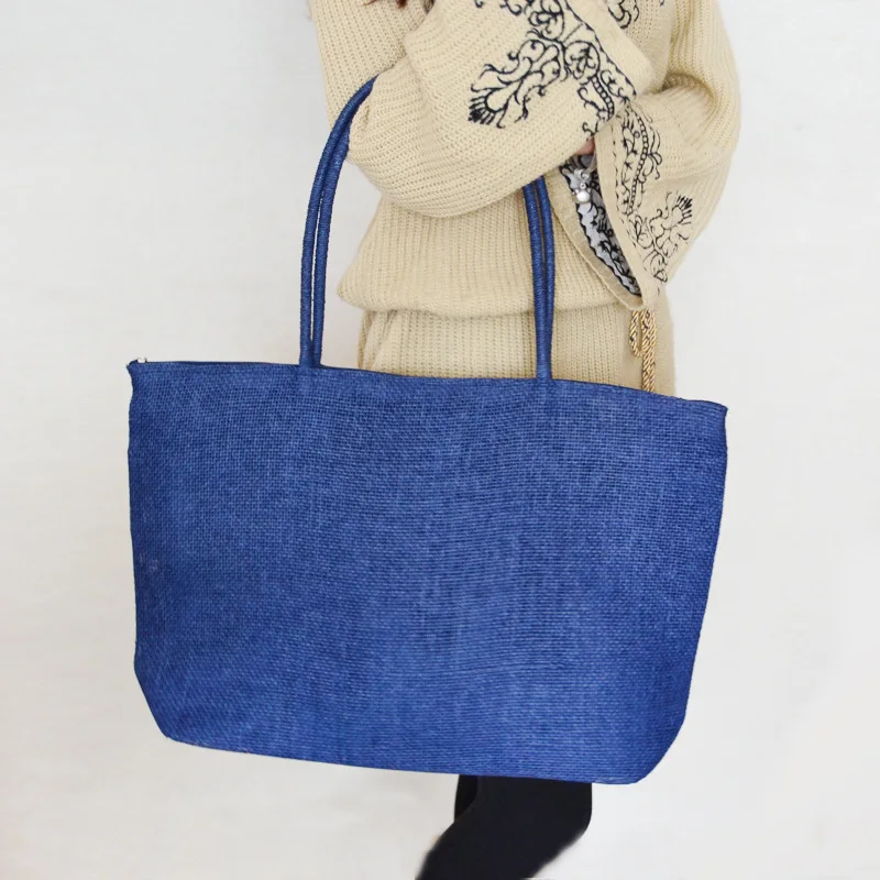 

Fabre Bag Female 2019 New Fashion Simple Candy Color Large Straw Beach Bags Women Casual Bohemian Shoulder Bag Shopping Tote