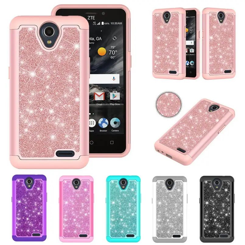 Case for ZTE N9139 Bling Glitter PU Leather Silicon PC Back Cover for ZTE Maven 3 Overture 3 Prestige 2 Prelude Plus Phone 6