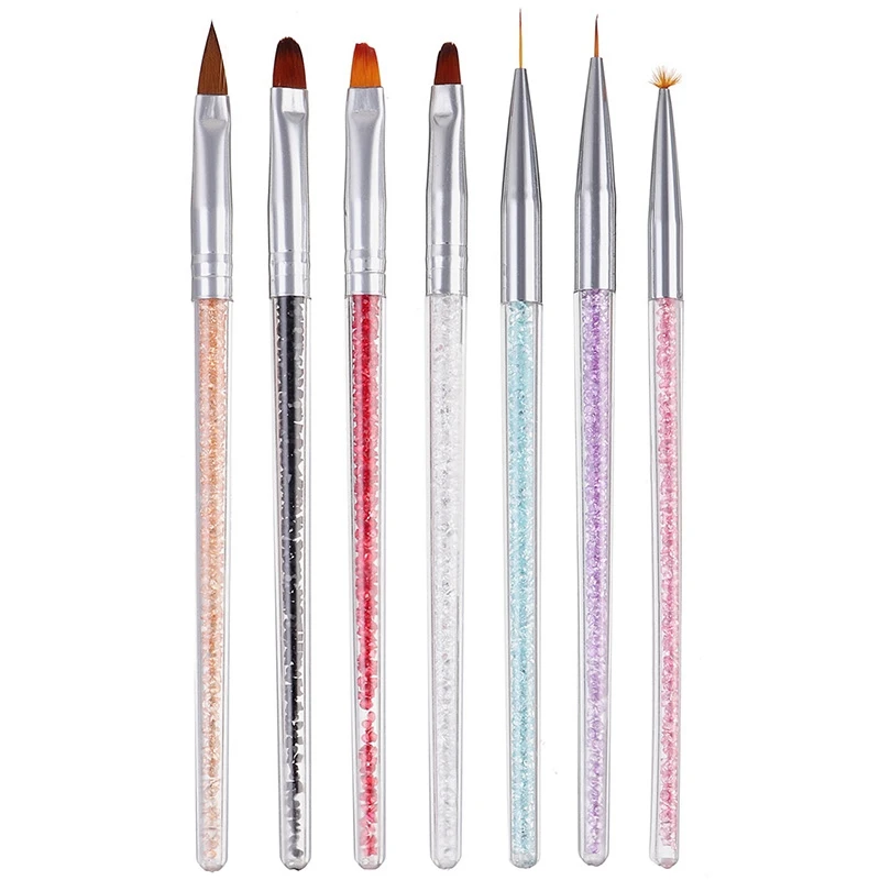 

MONJA 7 Styles Rhinestone Acrylic Handle Brush Nail Line Flower Coating Coat Plane Corner Pen
