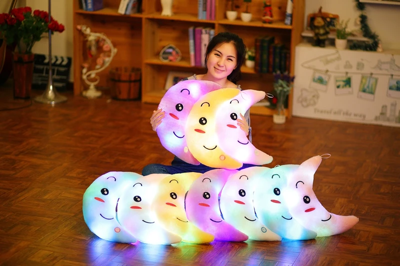 Bonito de Pelúcia Brinquedos de Pelúcia Decoração de Natal Presentes para Crianças Light-up Travesseiro Macio Dormir Pillowhome Meninas Crianças Brinquedos Lua 2 Brinquedos de pelúcia que acendem