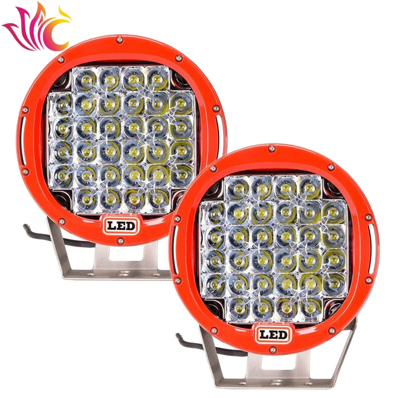 

MYC 9 Inch 96W 160W Led Work Light Round Driving Fog Lamp for Truck Offroad SUV ATV UAZ 4WD 4X4 Headlight Red Black PC Cover
