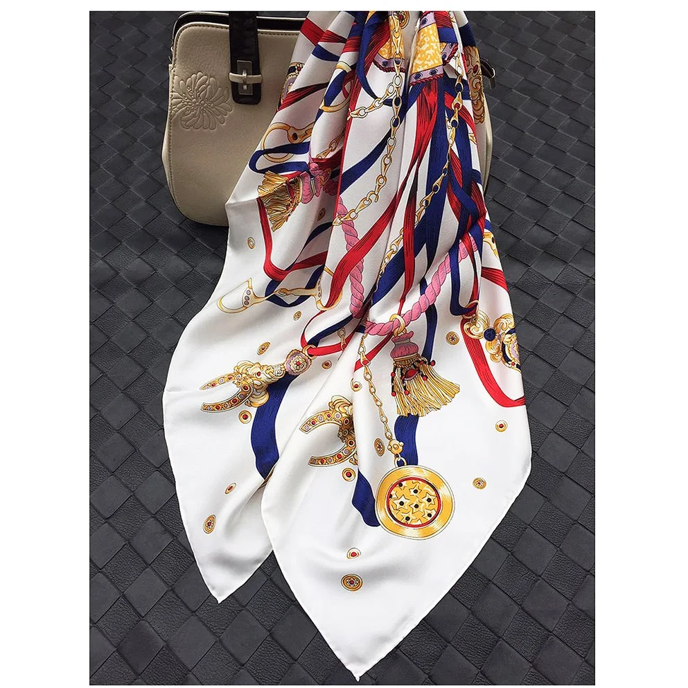 

35" Large Square Women 100% Twill Silk Scarf Shawl Head Scarves