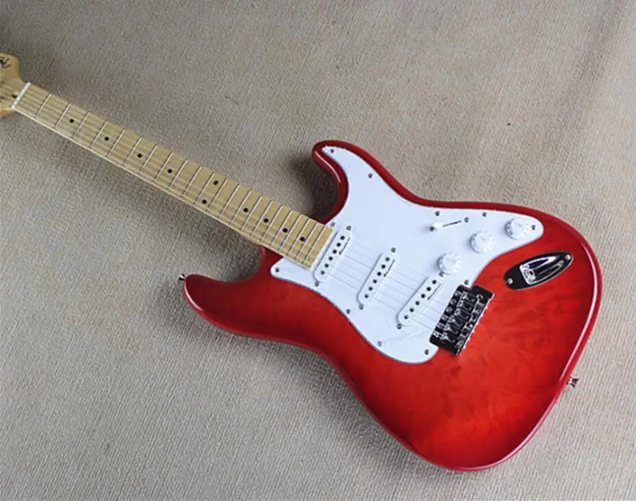 

New arrival!Electric Guitar with red body white Pickguard,Maple Fretboard ,chrome Hardwares,offer customized free shipping