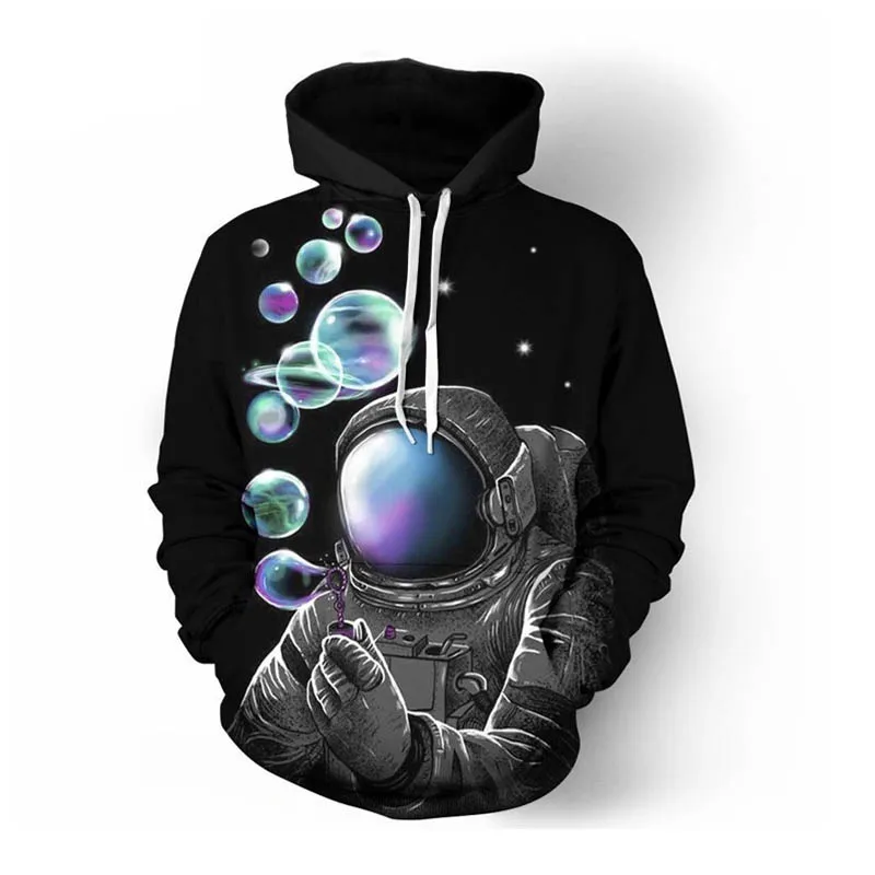

Astronaut Blow Bubbles 3d Hoodies Sweatshirt Men Skull Halloween Women Autumn Winter Black Hoody Tracksuit Pullover Dropship