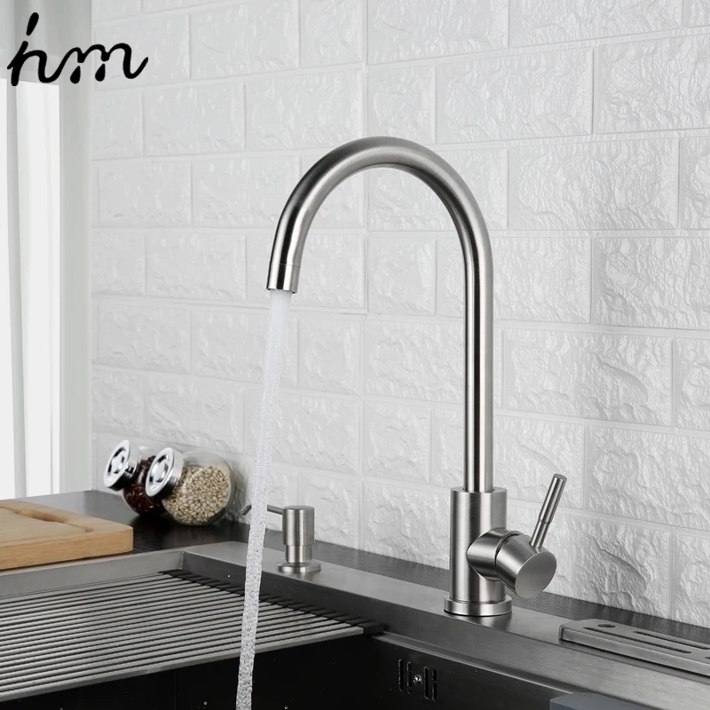  hm 360 Degree Cold and Hot Kitchen Tap Single Hole Water Tap SUS304 Stainless Steel Kitchen Faucets - 32888236969