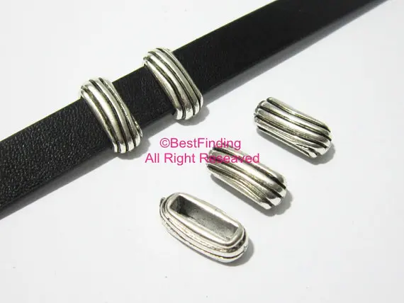 

10x2mm Thin stripe leather findings 10mm Flat leather slider -FF75