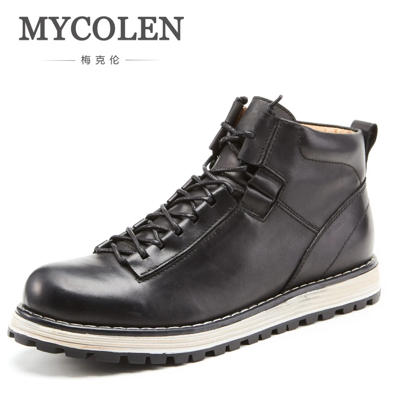 

MYCOLEN Autumn Winter Men Boots New Arrivals Handmade Vintage Style Men Shoes Casual Fashion Lace-Up Mens Winter Footwear