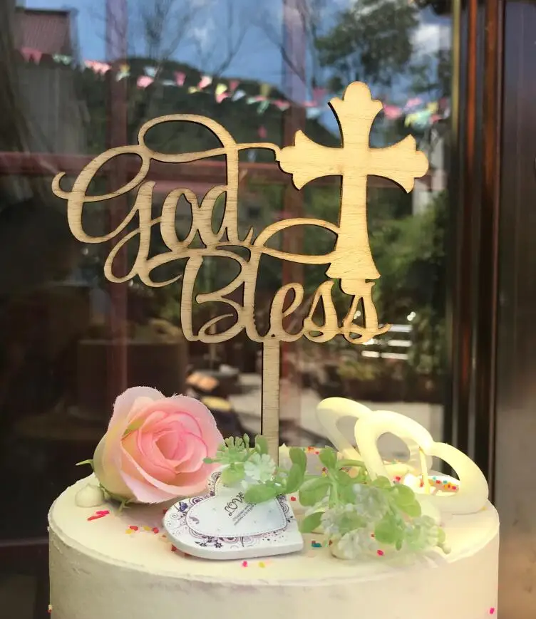 Personalised God Bless Cake Topper,Christening Communion cake topper (2)