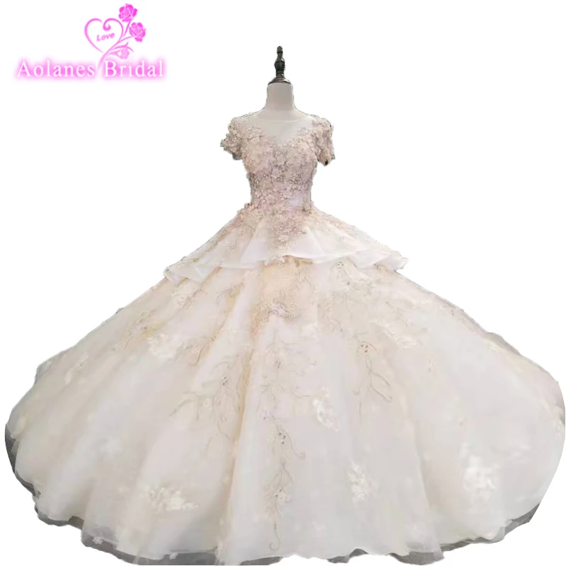 Fashion Styles Trees Styles Luxury Bridal Dress Ball Gown Tulle Corset Back Bling Luxury 3d Flower