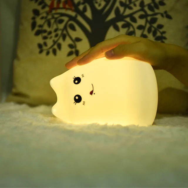 Premium 7 Colors Cat LED Night Light USB Children Silicone Soft Cartoon Baby Touch Sensor Lamp Breathing Bedside Table Lamp