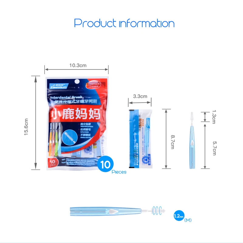 20 штук телескопическая щетки для межзубного пространства зубные щетки взрослых Массаж десен зубочистка 0,7 0,8 1,0 1,2 мм P36