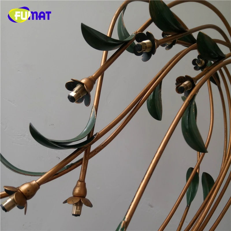 FUMAT Flower Floor Lamps Metal Glass Art Deco Light Living Room Nordic Pastoral Light For Bed Room Yellow Glass Shade LED Lights