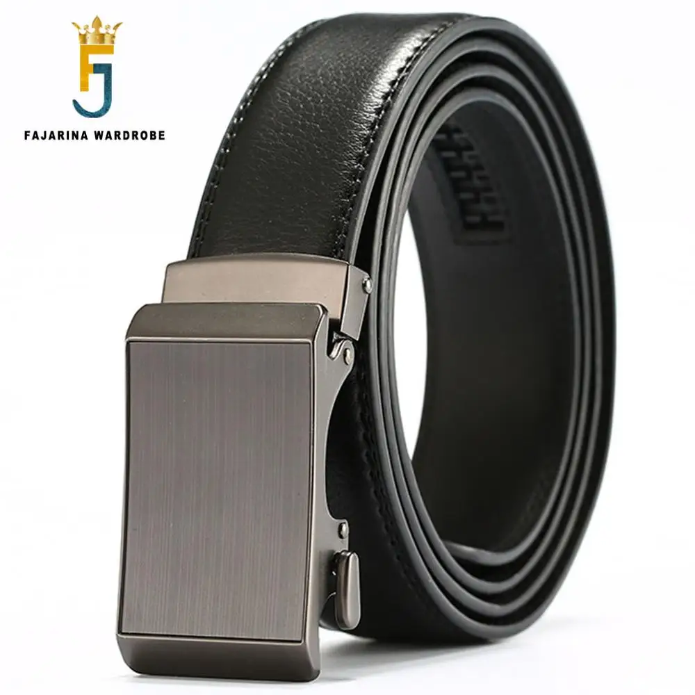 FAJARINA Quality Black Cowhide Genuine Leather Smooth Automatic Belt for Men Mens 3.5cm Width Accessories Belts Pants N17FJ588