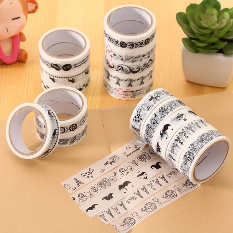 6pcs Decorative sticker scrapbooking paper washi tape 15mm*10m pure