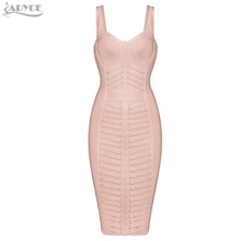 ADYCE 2017 sexy nude bodycon Dress women Bandage Dress solid sleeveless straps knitted Dress evening party