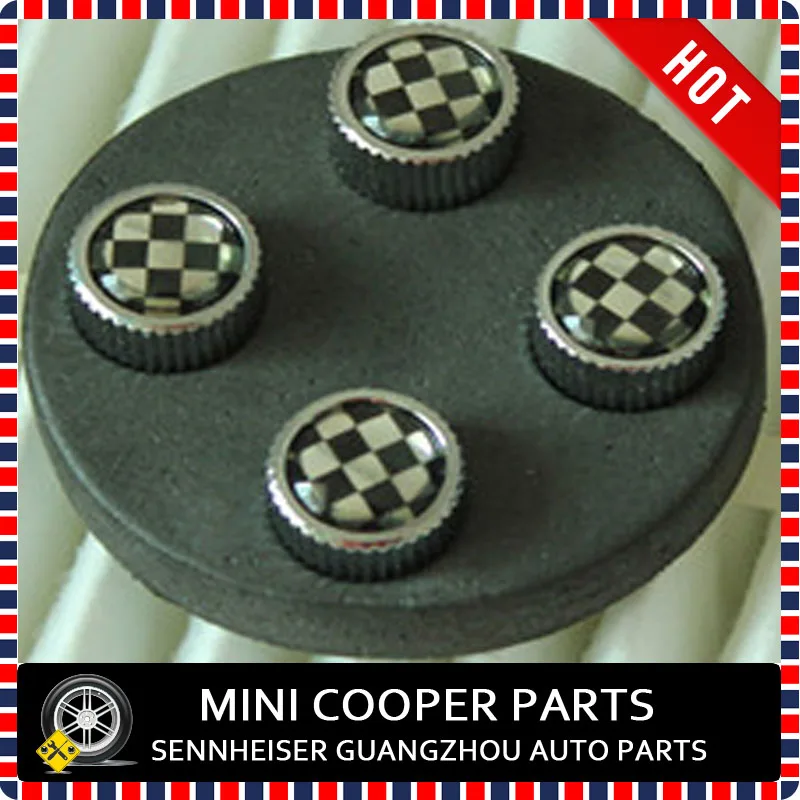 Brand New Brass Material Checker Style valve stem caps For mini cooper