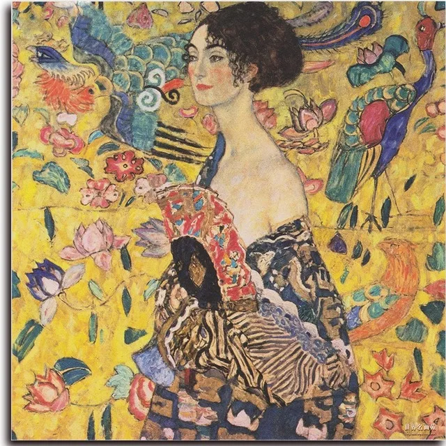 

Lady with fan Diamond embroidery Gustav Klimt DIY mosaic pictures of rhinestone Painting hobby crafts HL114