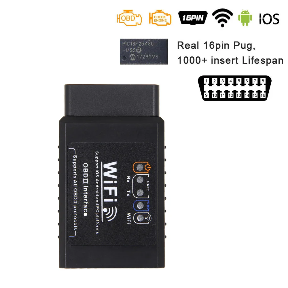 ELM 327 V1.5 с PIC18F25K80 OBD2 wifi сканер для IOS/Android ELM327 V1.5 Wi-Fi OBD OBD2 автомобильный диагностический автоматический инструмент считыватель кода - Цвет: Style 2