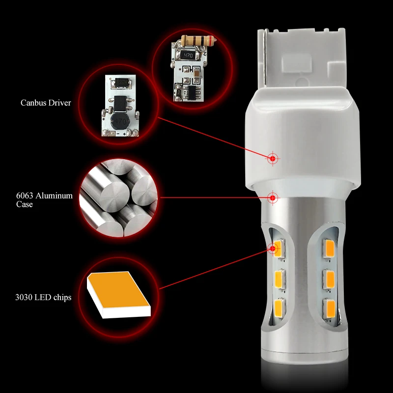 Тип СВЕТОДИОДА направленного света CNSUNNYLIGHT-T20 7440 W21W WY21W 9SMD 3030 светодиодный автомобиль цвет: желтый, белый указатель поворота DRL лампы Красный стоп-сигналы авто задние фонари 12V