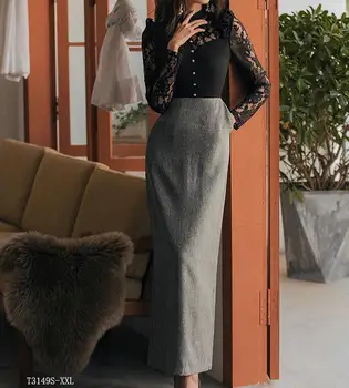 

European style 2019 New arrivals summer Spring fashion women clothes temperament patchwork lace vintage dress T3149