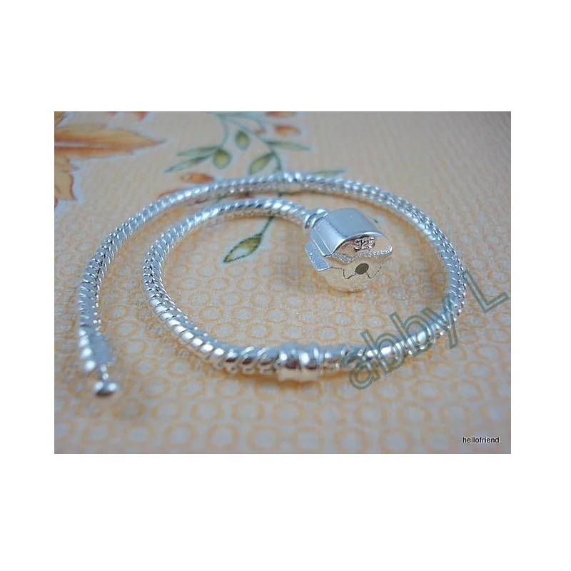 

1 pcs Silver Plated Snap Clasp Snake Chain Charm Bracelet & Bangle Fit European Beads #pp01