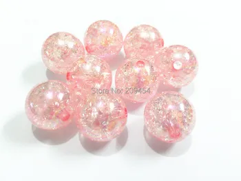 

(Choose Size First) 12mm/16mm/ 20mm Pink Crack Beads With AB Effect ,Chunky Beads For Kids Necklace