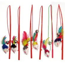 Dangle Mouse Cat Toy Pet Cat Bell The Dangle Faux Mouse funny Rrubber Bband Rod Roped Funny Fun Playing Toy interactive