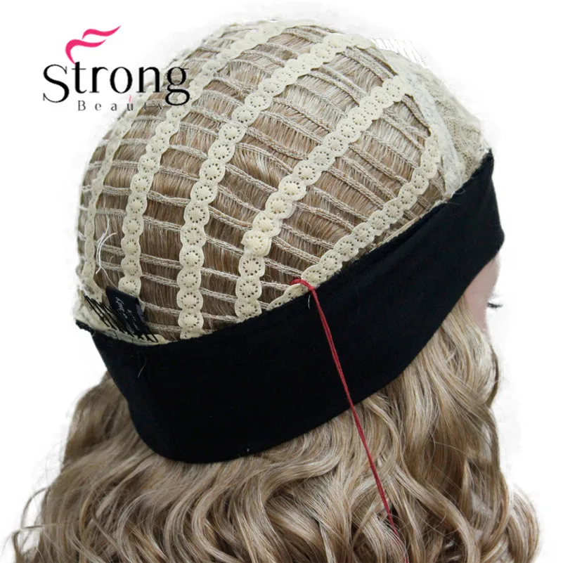 5985 27T613 (6)super sexy strawberry blonde mix blonde tip 34 wig with headband curly long half wig (7)
