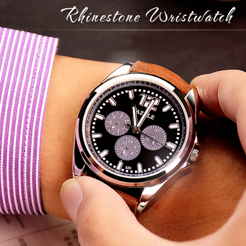 

Brand Yazole Watch Business Belt Men's Unique Leisure Leather Watches Fashion Luminous Quartz Wristwatch Relogio Masculino